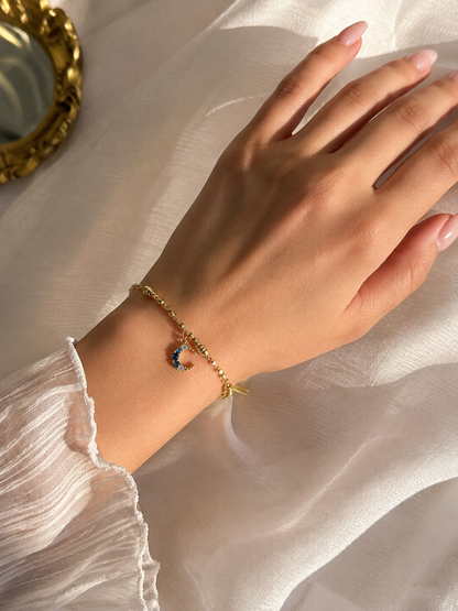 Multi-Color Crescent Moon Charm Bracelet