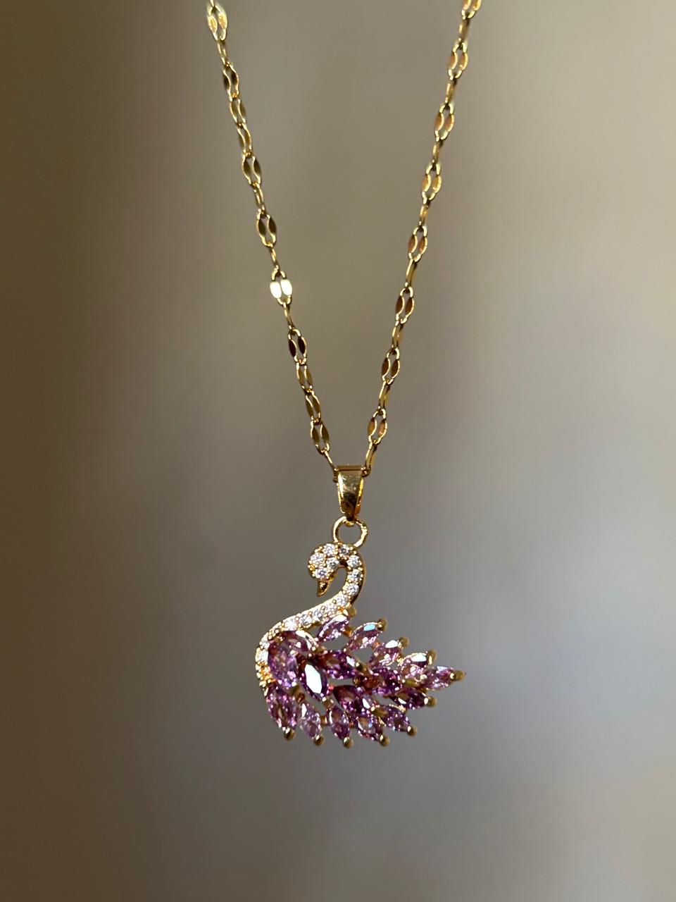 Majestic Purple Swan Necklace