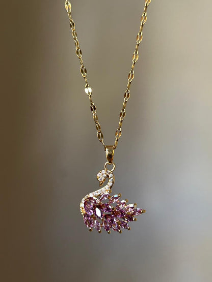 Majestic Purple Swan Necklace