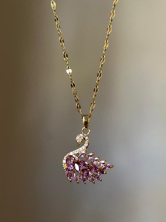 Majestic Purple Swan Necklace