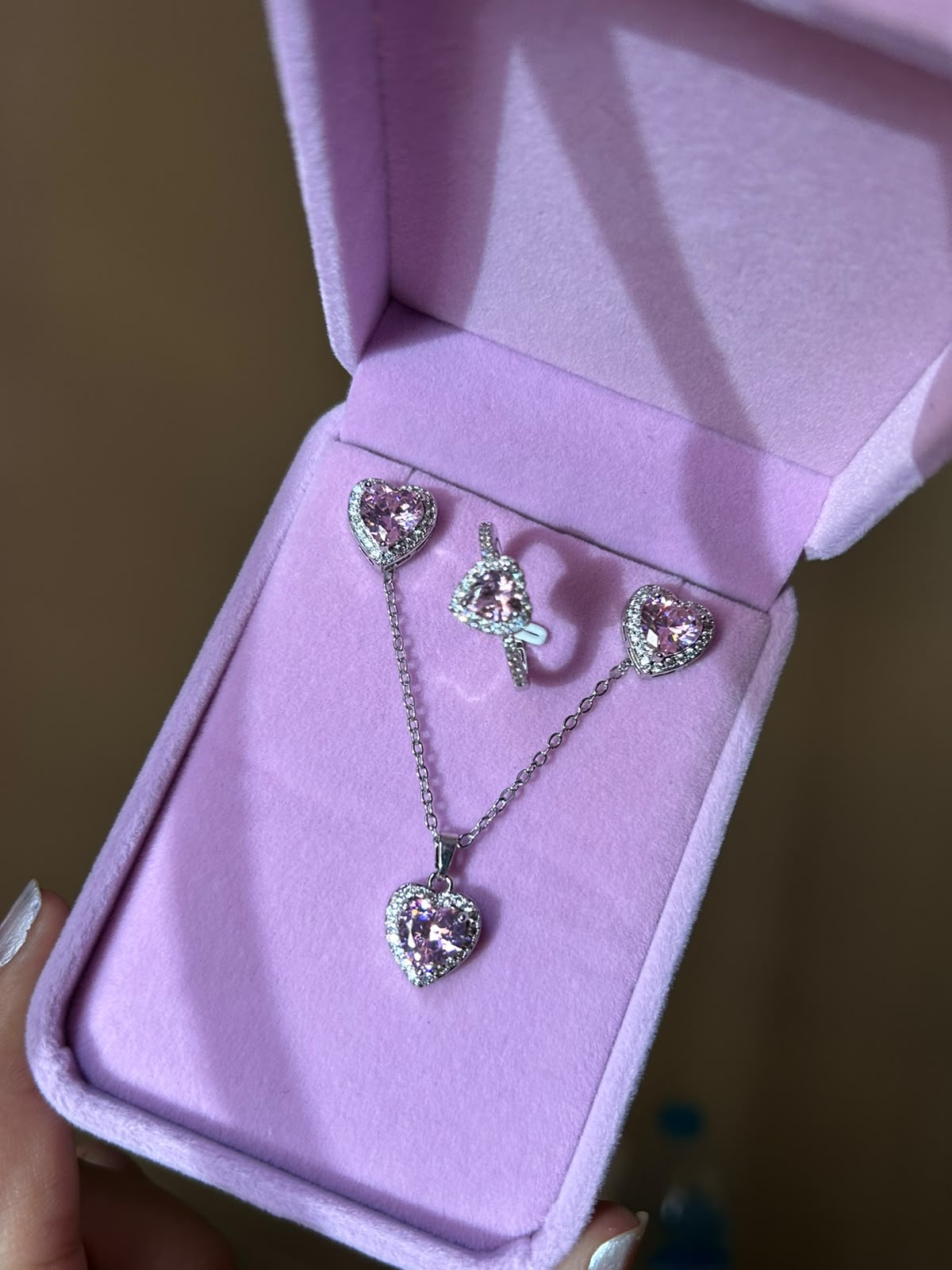 Pink Heart Jewelry Set