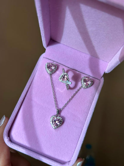 Pink Heart Jewelry Set
