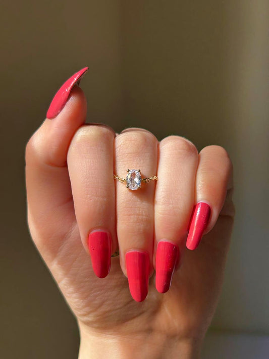 Radiant Oval Charm Ring