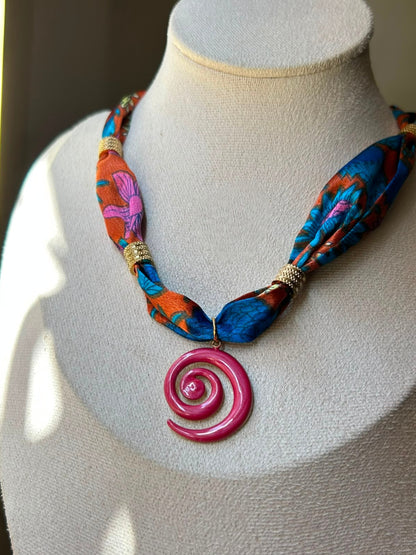 Enamel Spiral Scarf Necklace