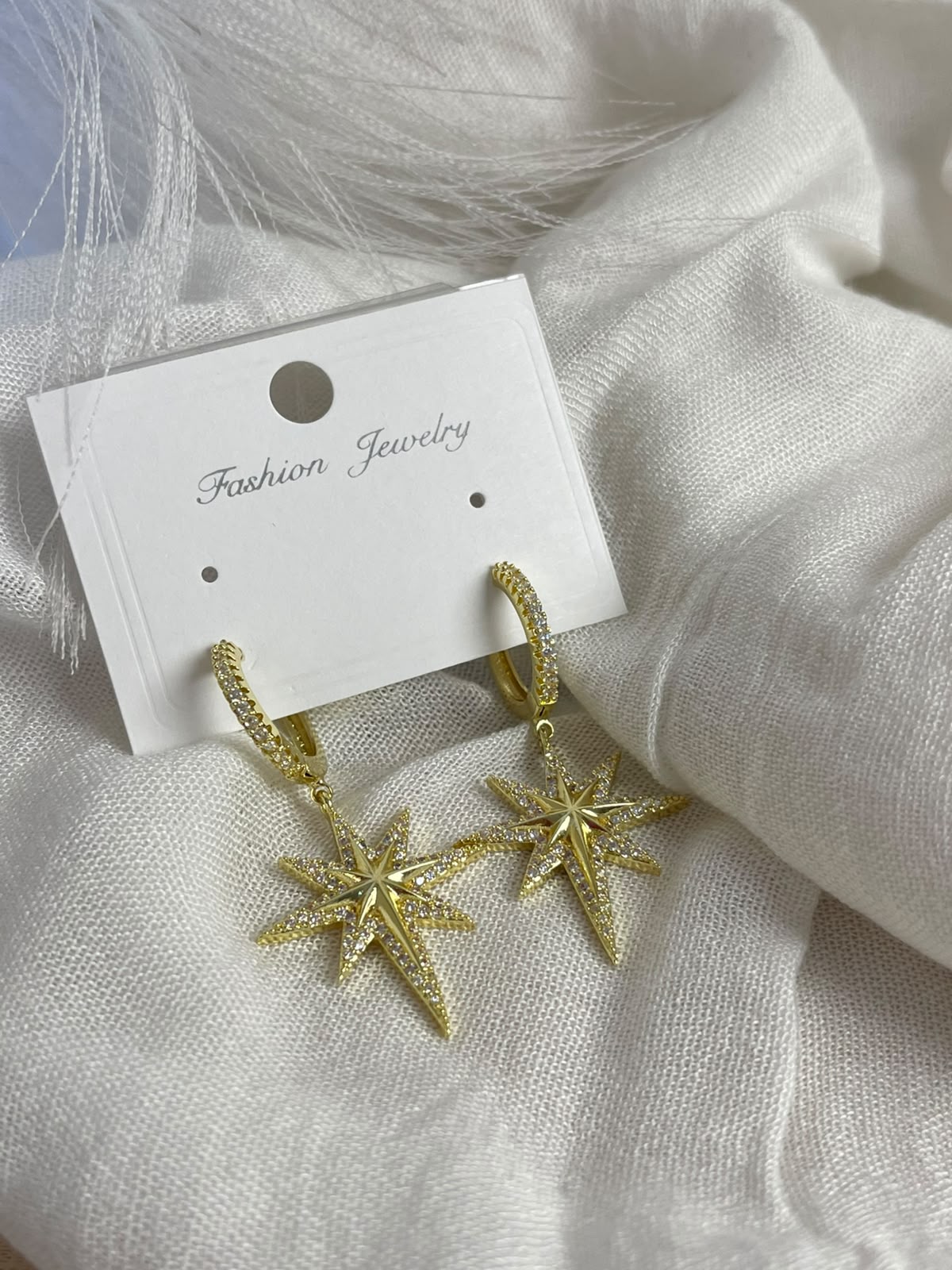 Sparkling North Star Hoop Earrings