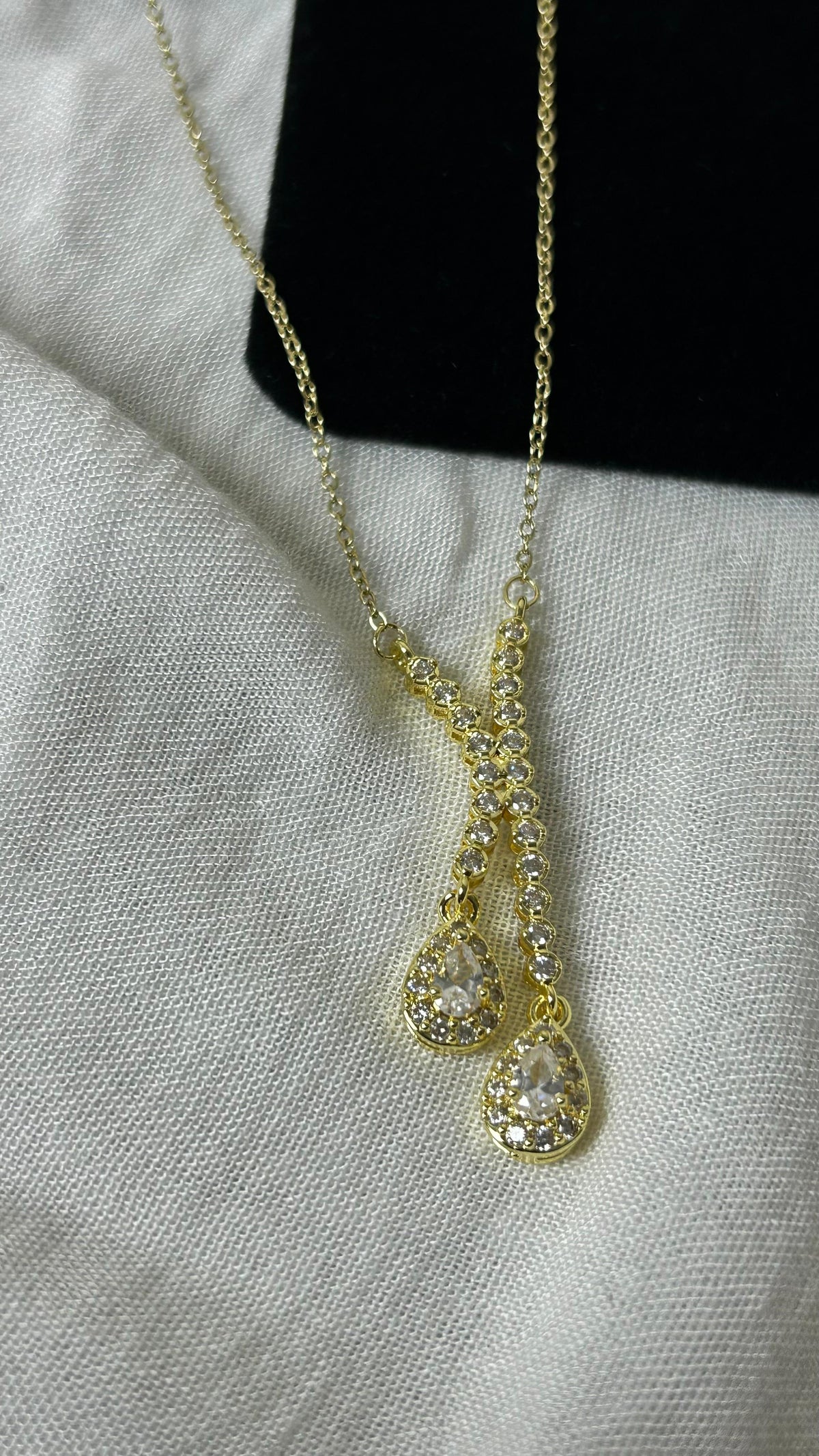 Cascade Teardrop Crystal Necklace