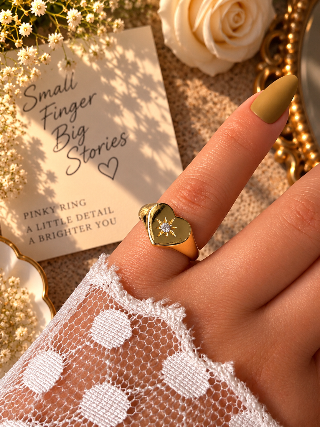 Starry Heart Pinky Ring