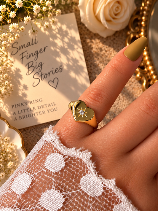 Starry Heart Pinky Ring
