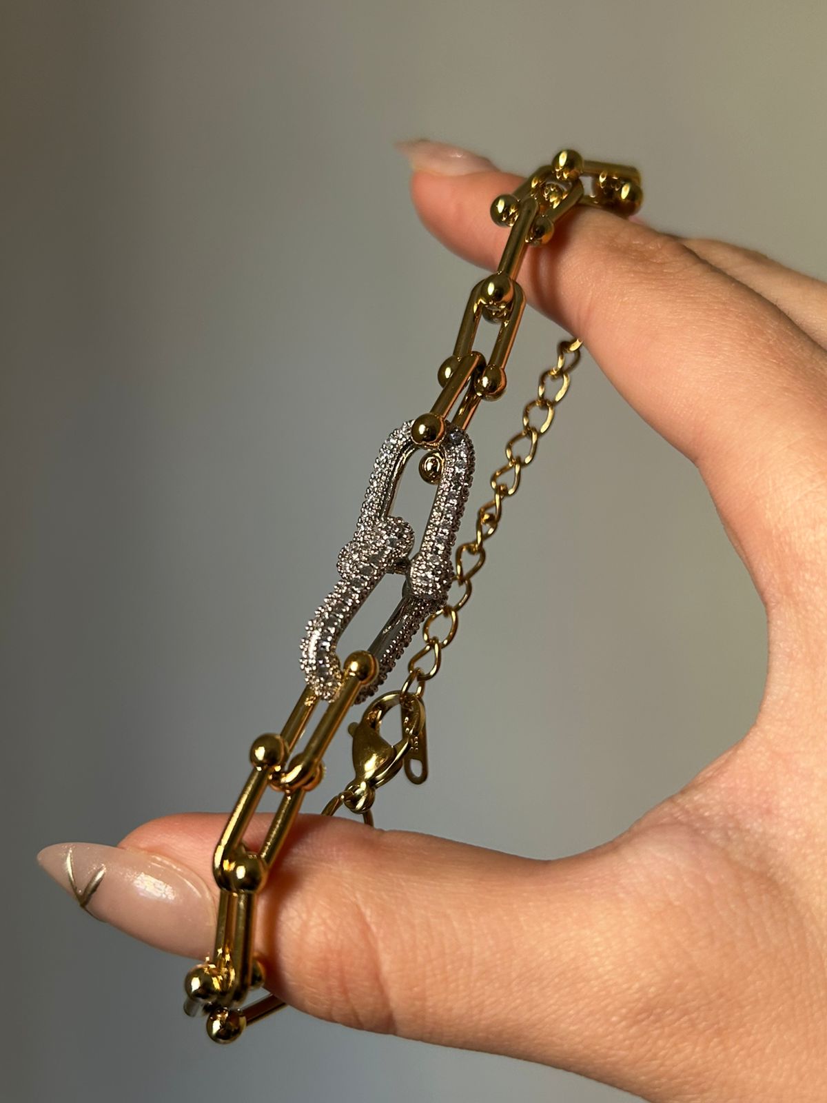 Gilded Link Pave Bracelet