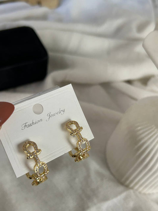 Pavé Horseshoe Link Hoop Earrings