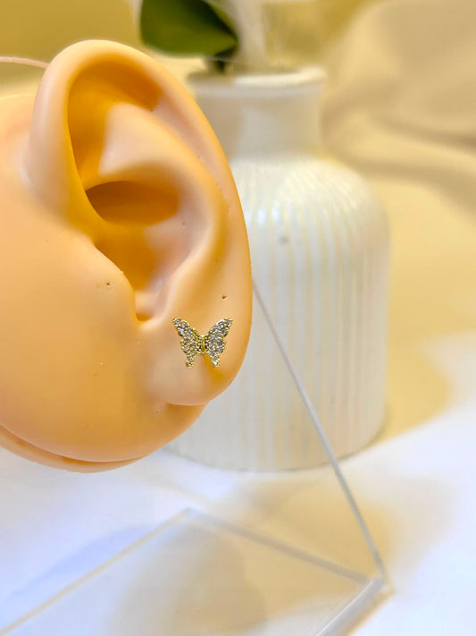 Full Pavé Crystal Butterfly Piercing