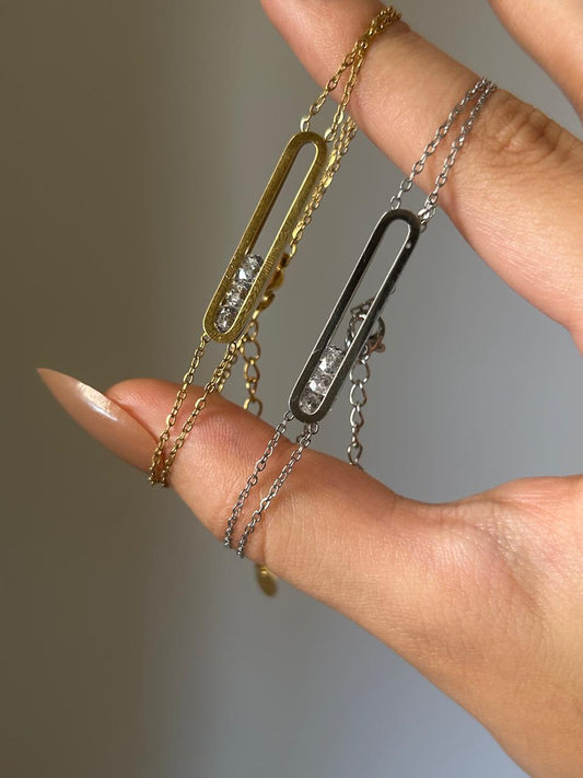 Floating Crystal Bar Bracelet