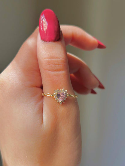 Pink Heart Slider Ring
