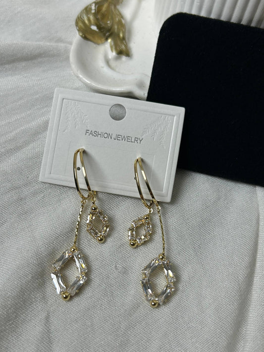 Sparkling Geometric Drop Earrings