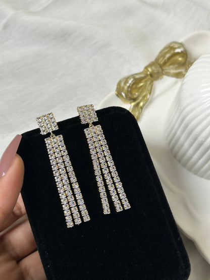 Cascading Zircon Fringe Drop Earrings
