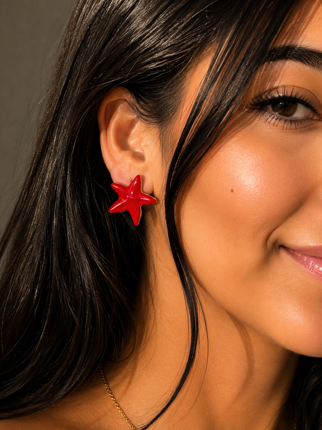 Vibrant Crimson Starfish Earrings