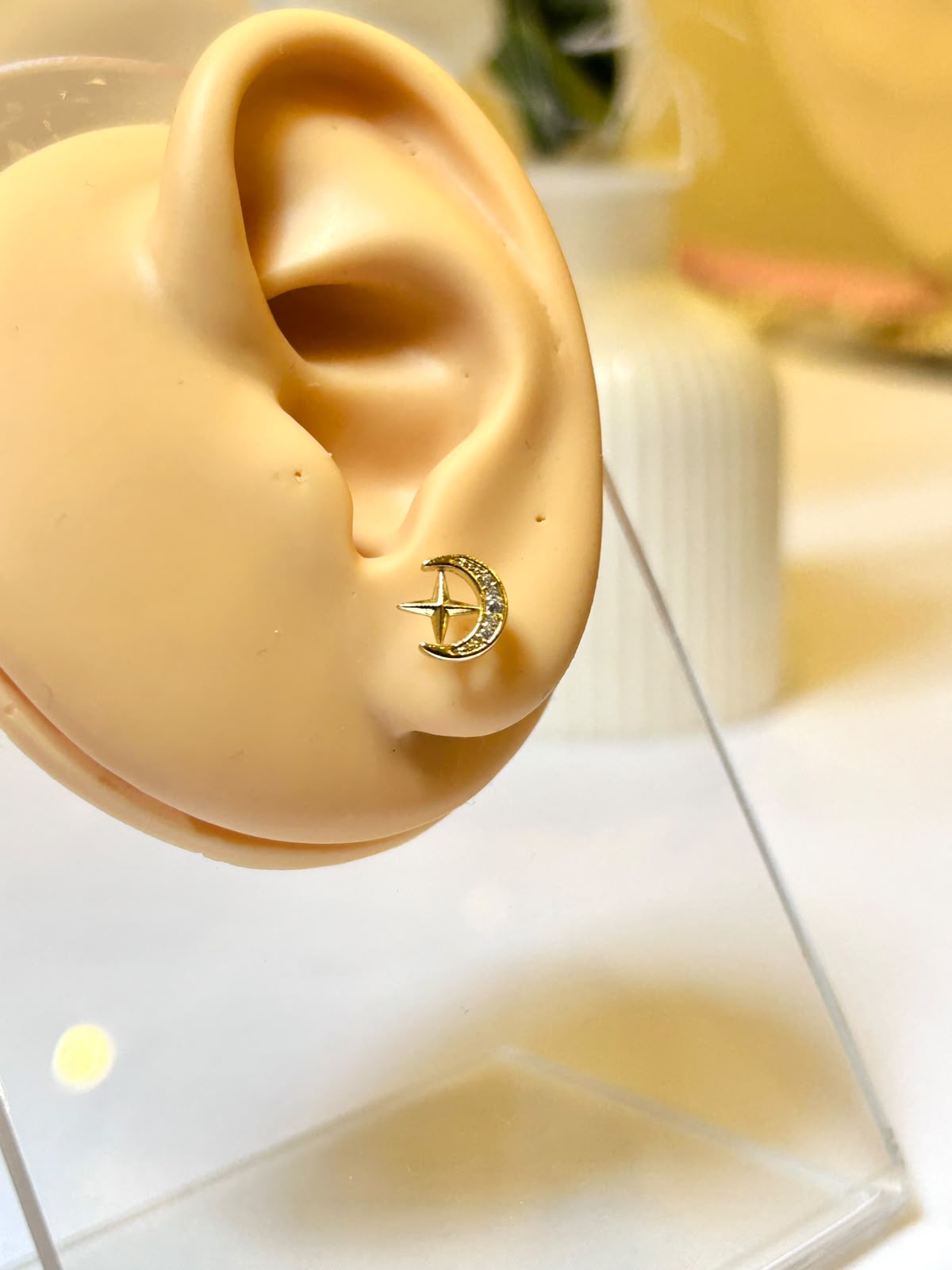 Pavé Crescent Moon & Starburst Piercing