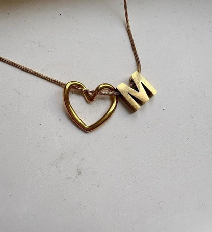 Golden Heart Initial Necklace