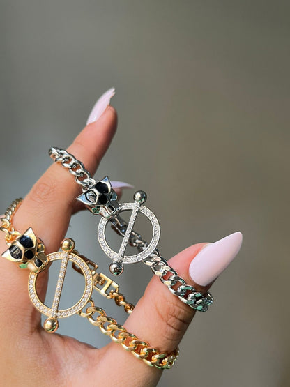 Platinum Panther Head Bracelet