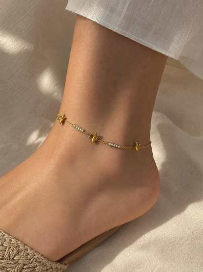 Dainty Butterfly Crystal Anklet