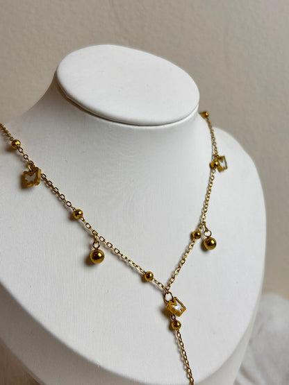 Butterfly & Gold Bead Y-Necklace