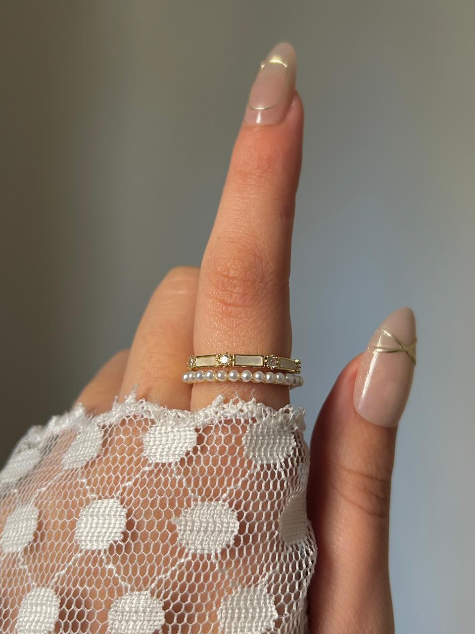 Pearl and Enamel Ring