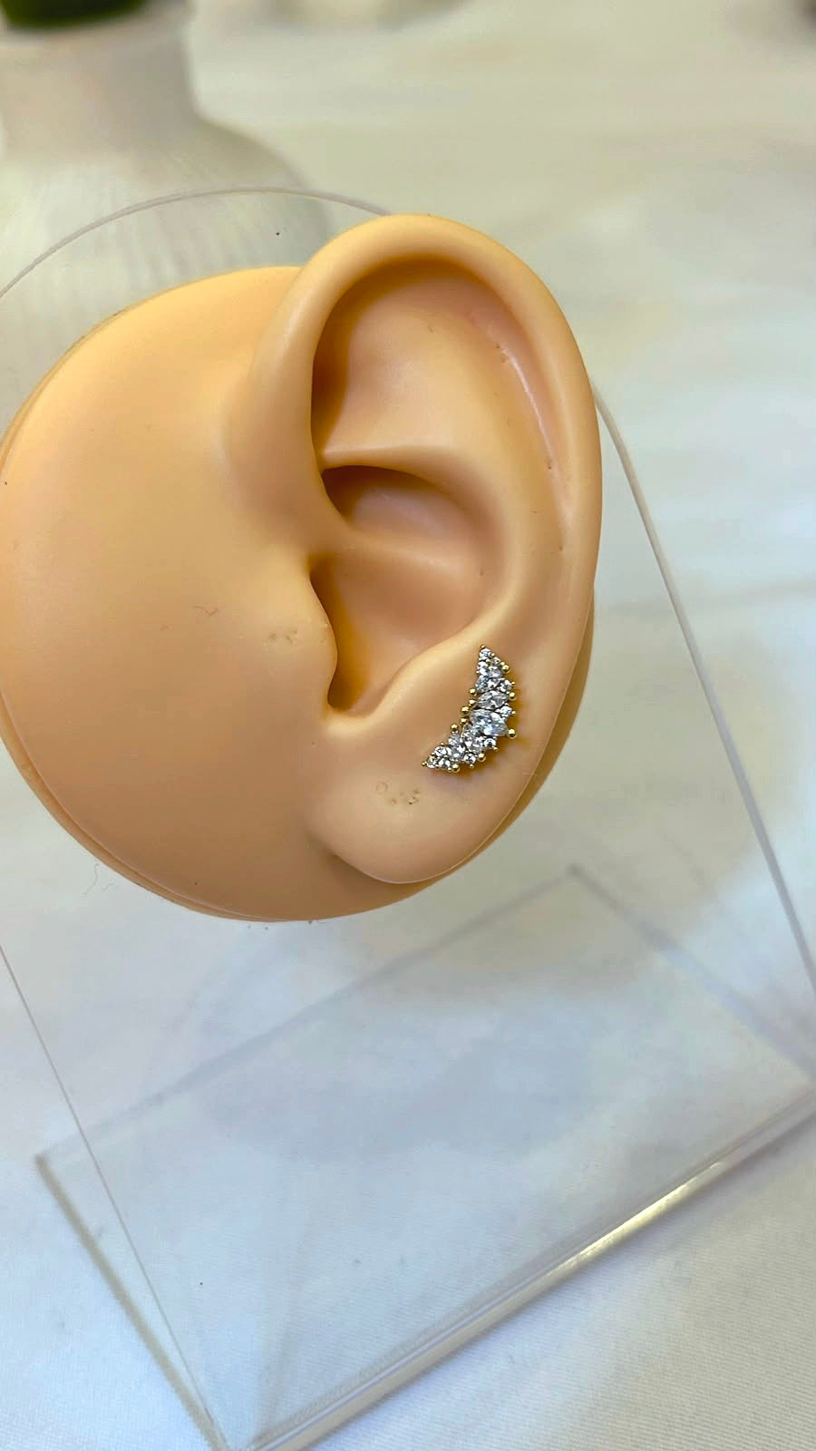 Radiant Crystal Crescent Piercing