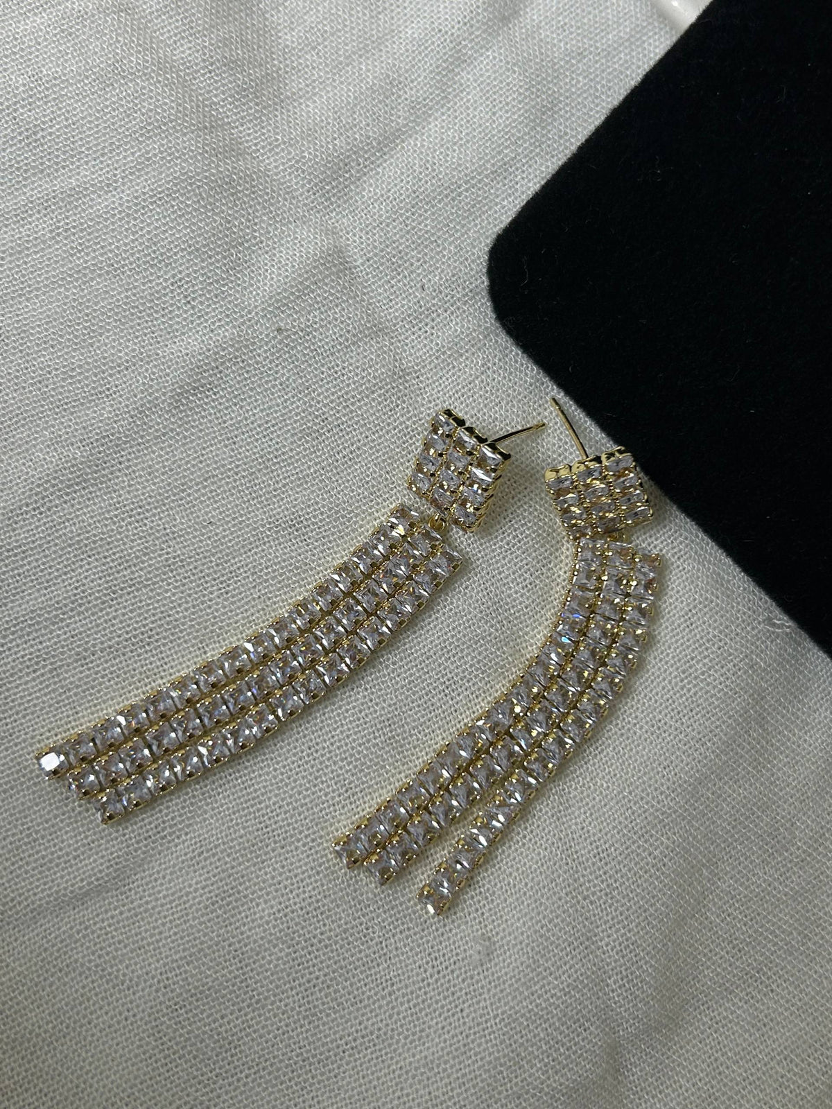 Cascading Zircon Fringe Drop Earrings