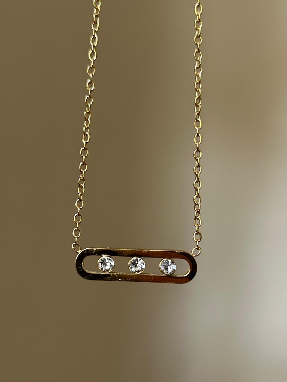 Triple Crystal Bar Necklace