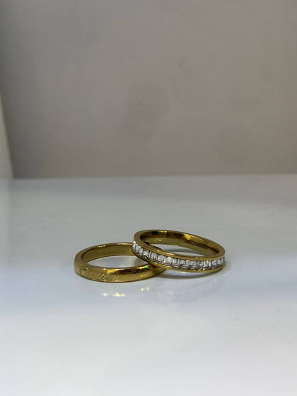 Double Band Zircon Gold Ring
