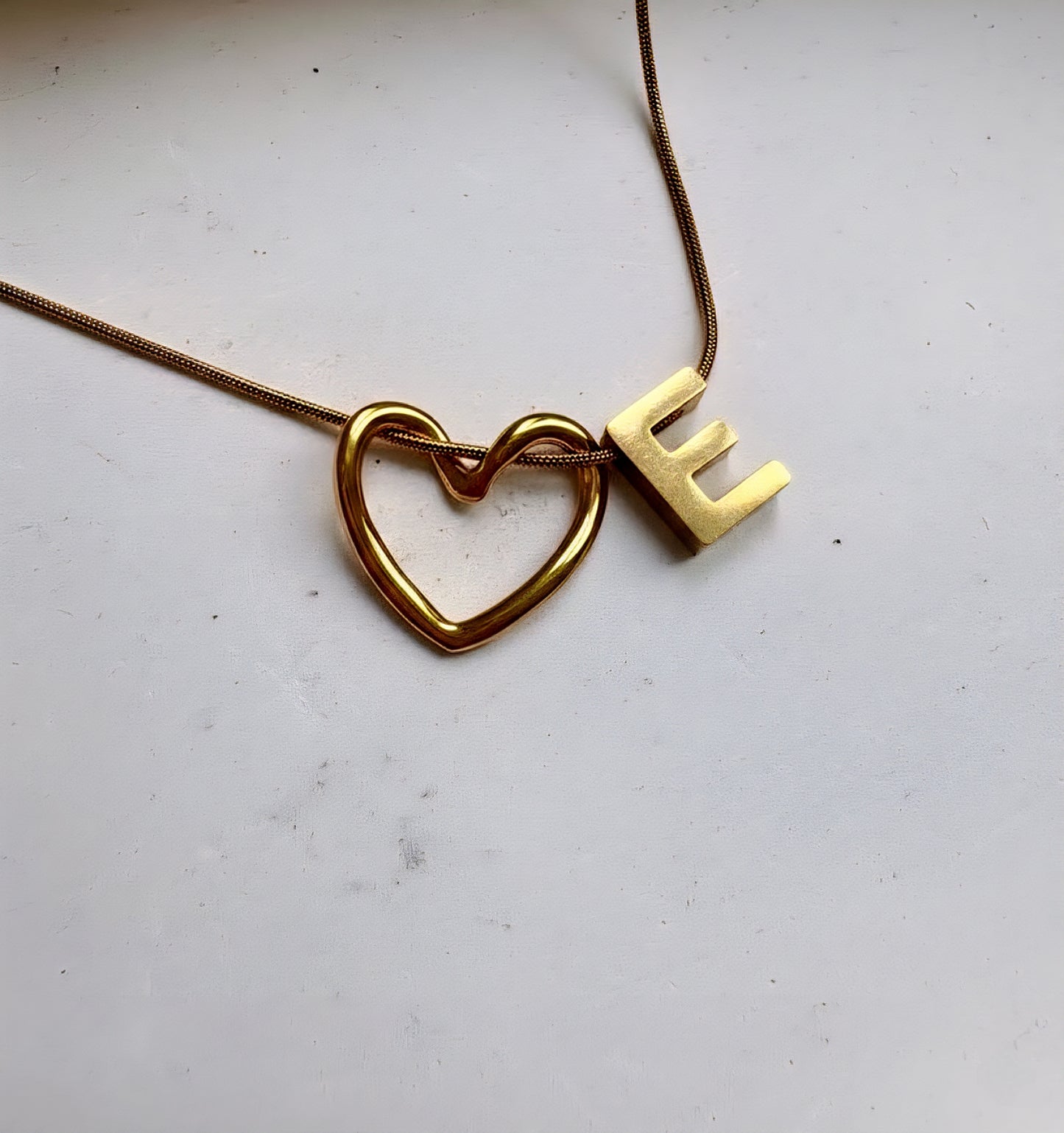 Golden Heart Initial Necklace