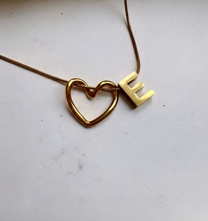 Golden Heart Initial Necklace