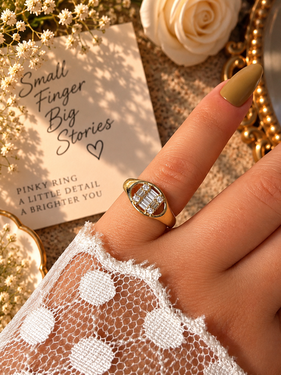 Baguette Glow Pinky Ring