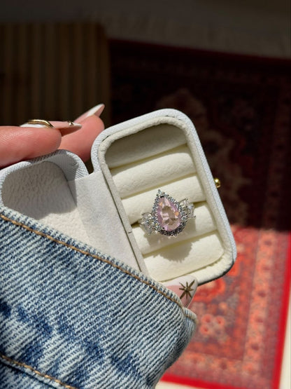 Pink Teardrop Zircon Ring