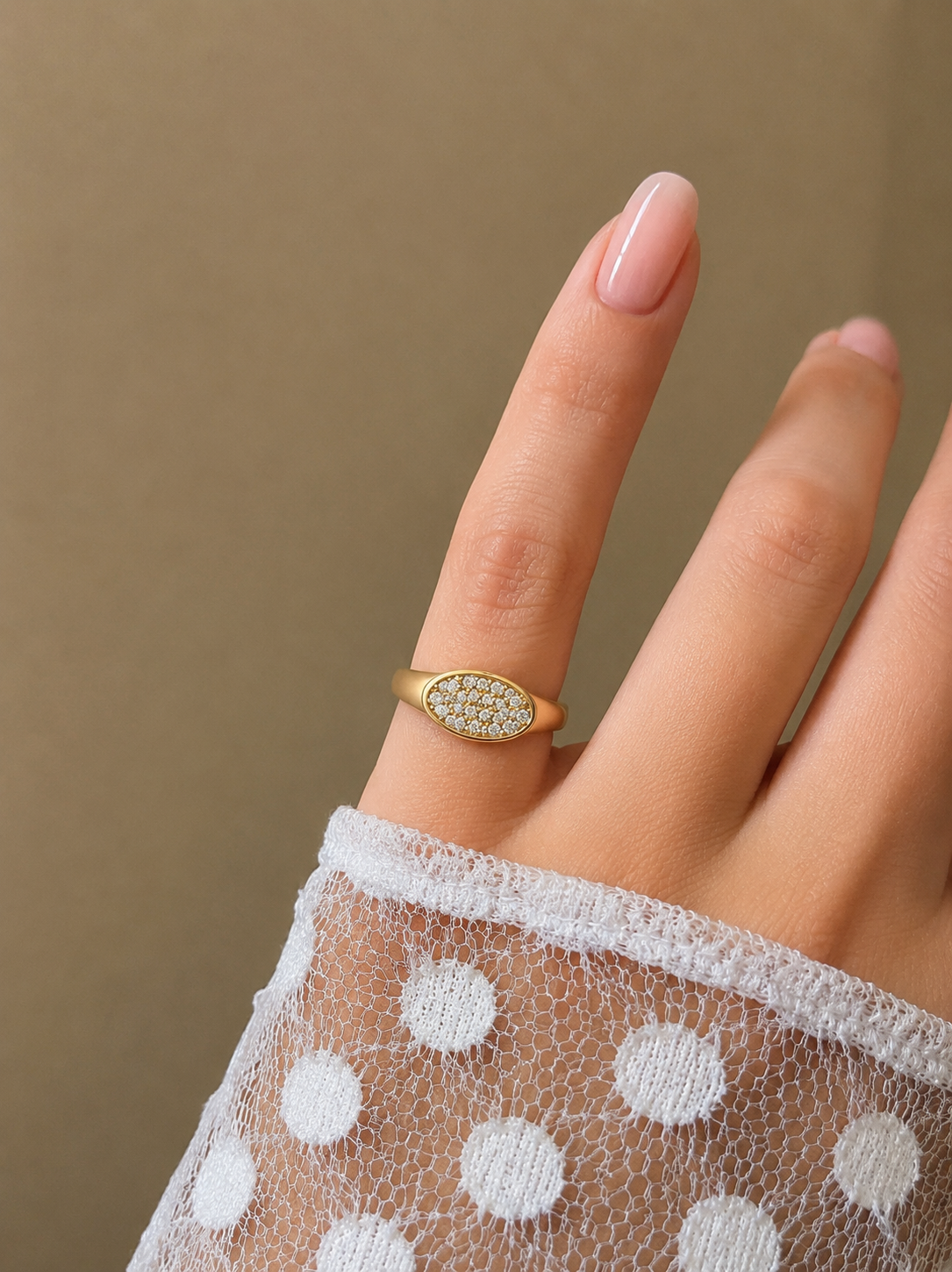 Shimmering Oval Pinky Ring