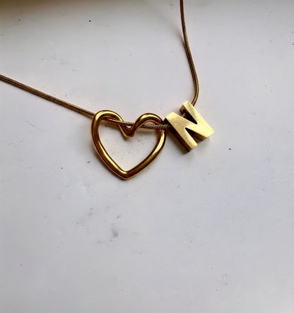 Golden Heart Initial Necklace