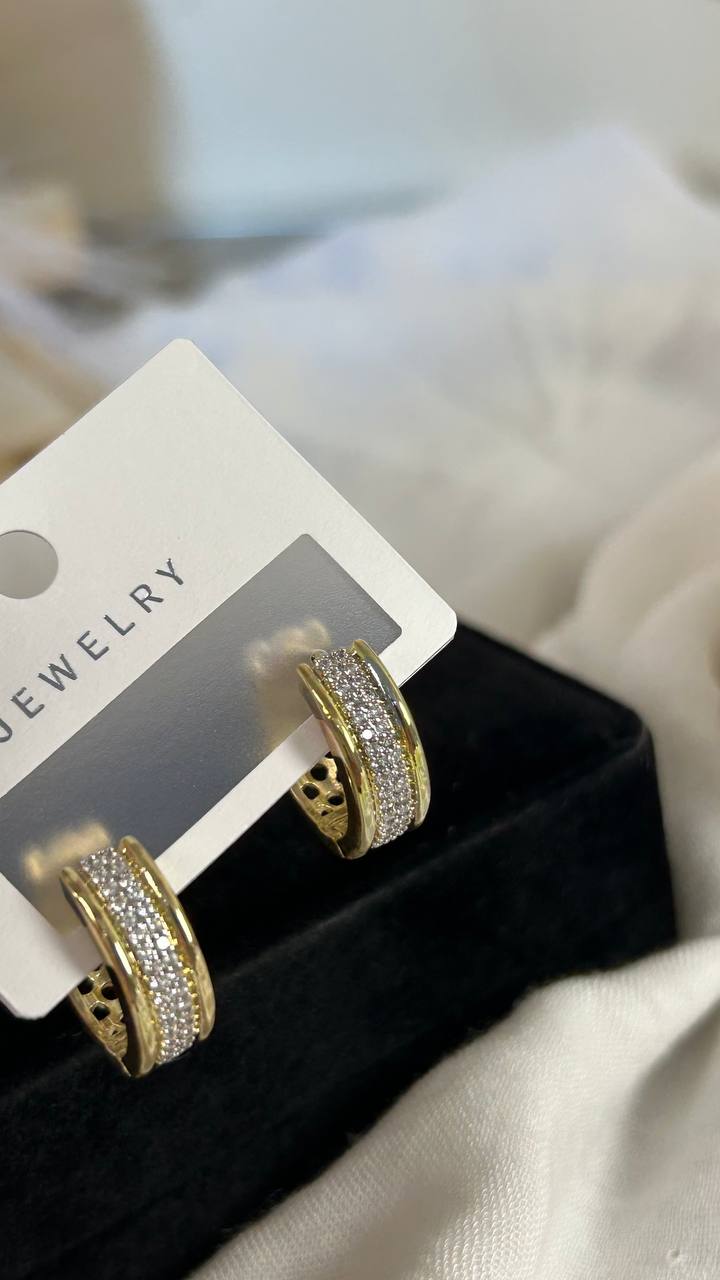 Wide Pavé Zircon Huggie Earrings