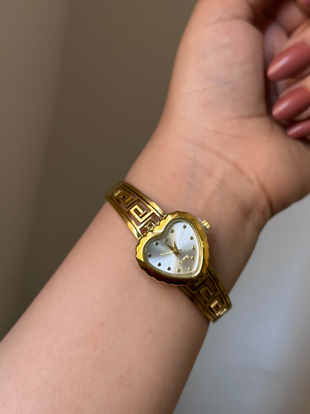 Vintage Heart Greek Key Bangle Watch