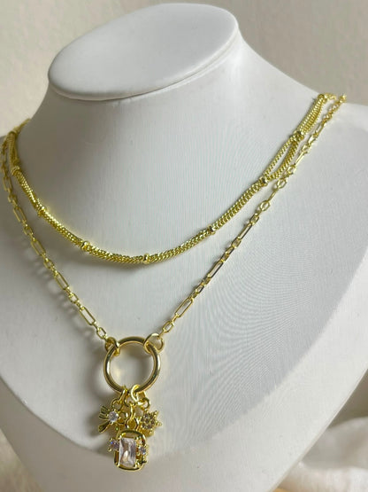 Layered Charm Ring Pendant Necklace