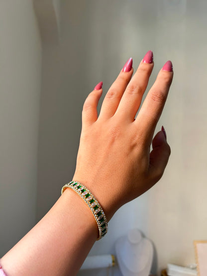 Emerald Elegance Adjustable Bracelet