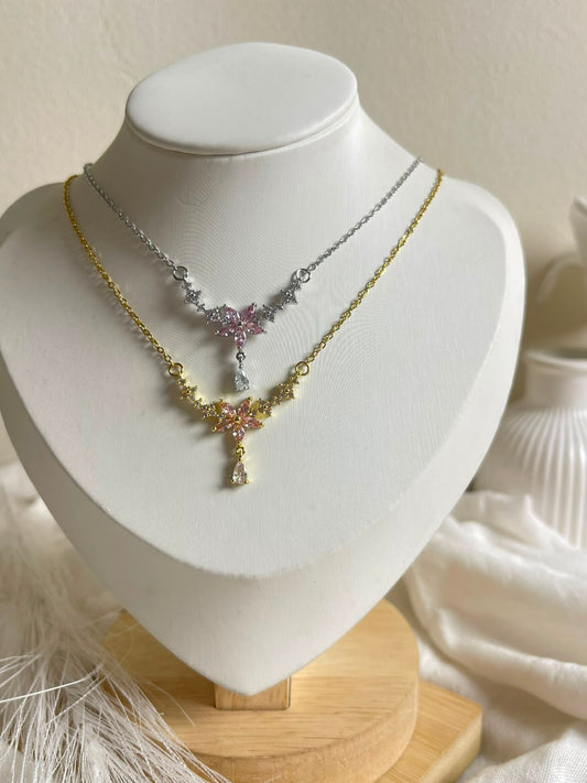Blossoming Crystal Droplet Necklace