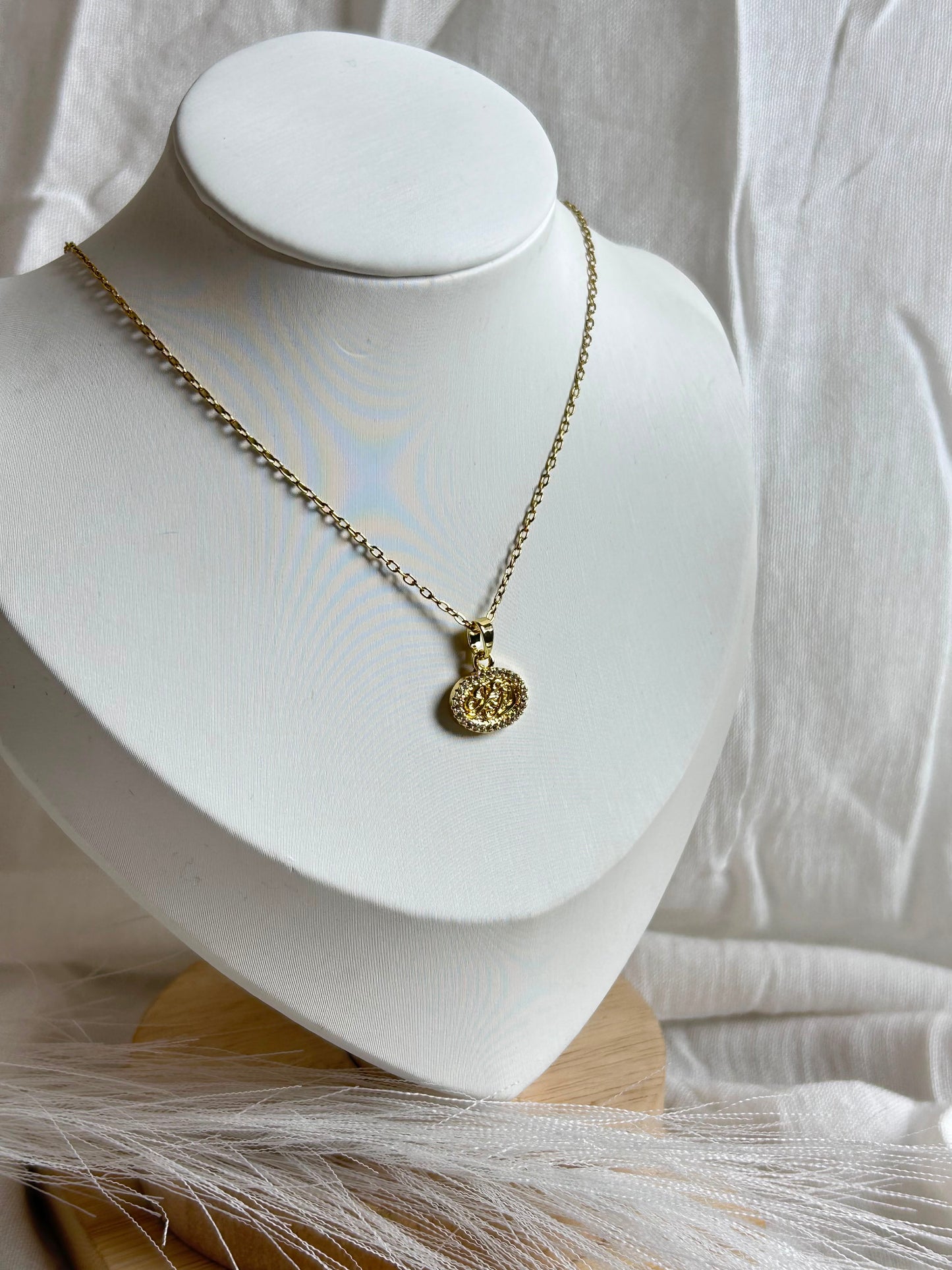Calligraphy Coin Pendant Necklace