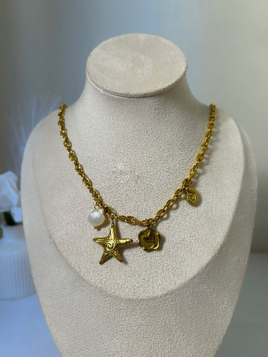 Golden Ocean Charm Necklace