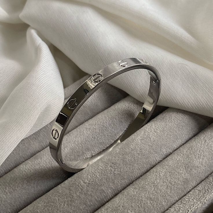Iconic Screw Accent Silver Bangle