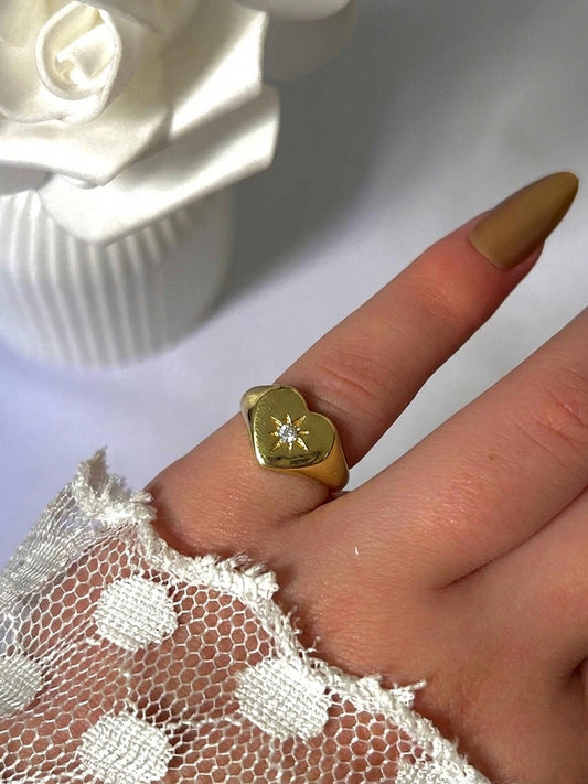 Starry Heart Pinky Ring
