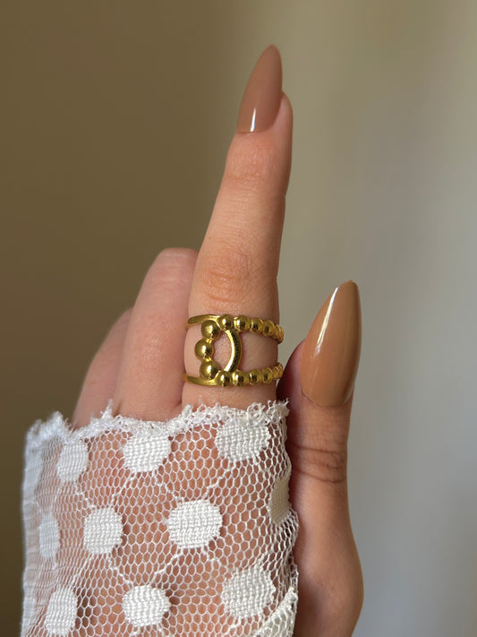 Golden Bead Stack Ring