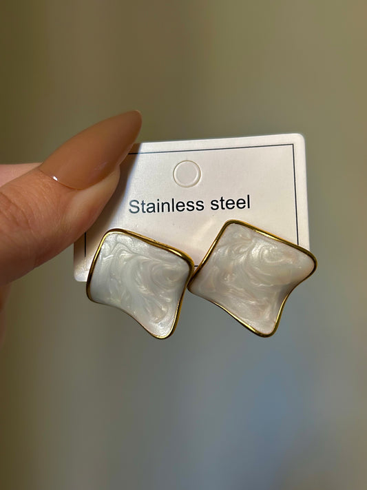Marble Effect Square Earrings