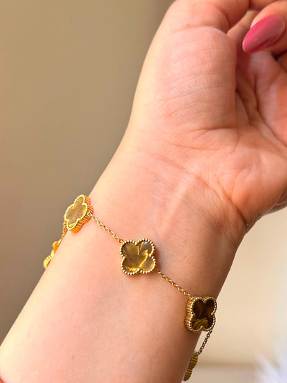 Golden Clover Charm Bracelet