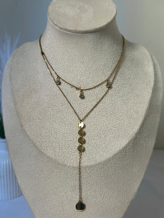 Golden Disc Y-Necklace Duo