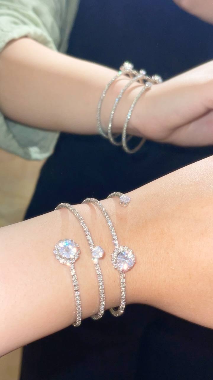 Silver Spiral Tennis Cuff Bracelet